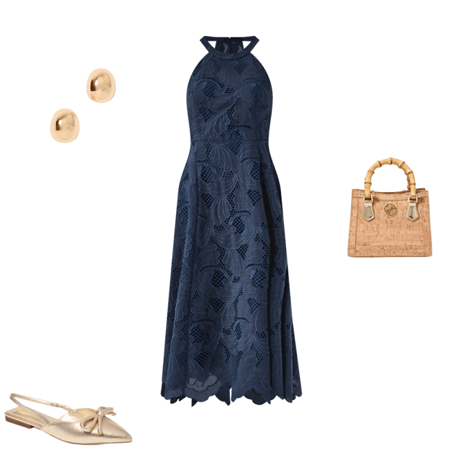 Denise Lace Halter Midi Dress
