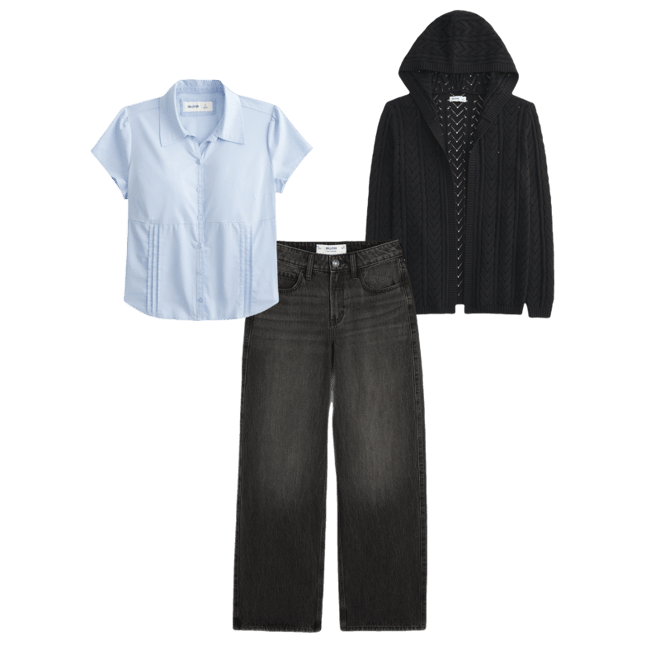 High-Rise Washed Black Baggy Jeans