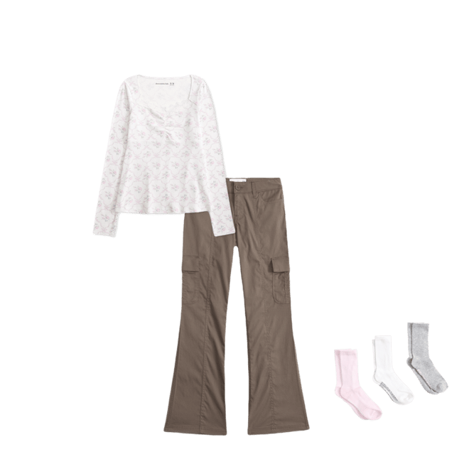 low rise bootcut cargo pants