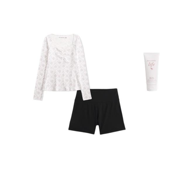 long-sleeve lace-trim babydoll top