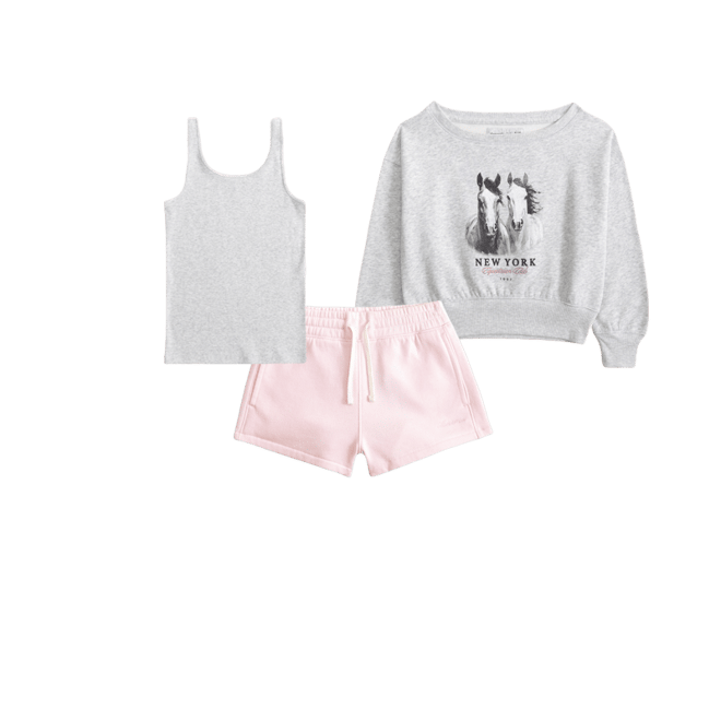 off-the-shoulder graphic crew sweatshirt