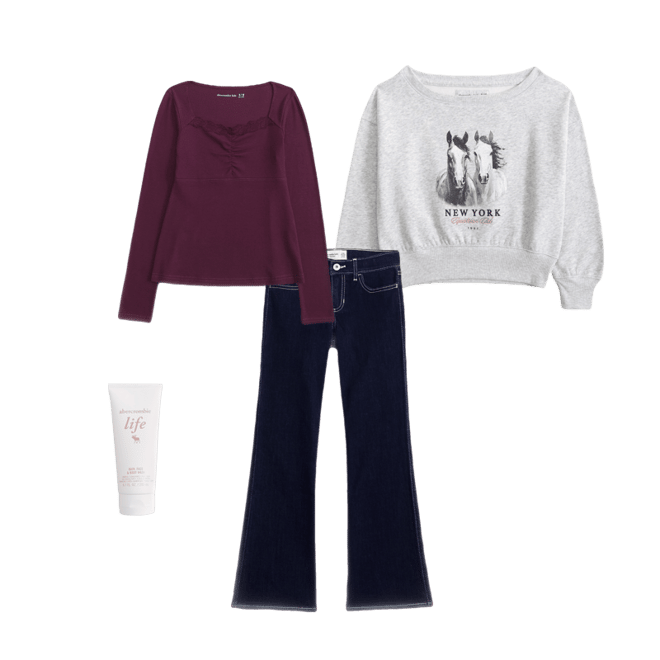 long-sleeve lace-trim babydoll top