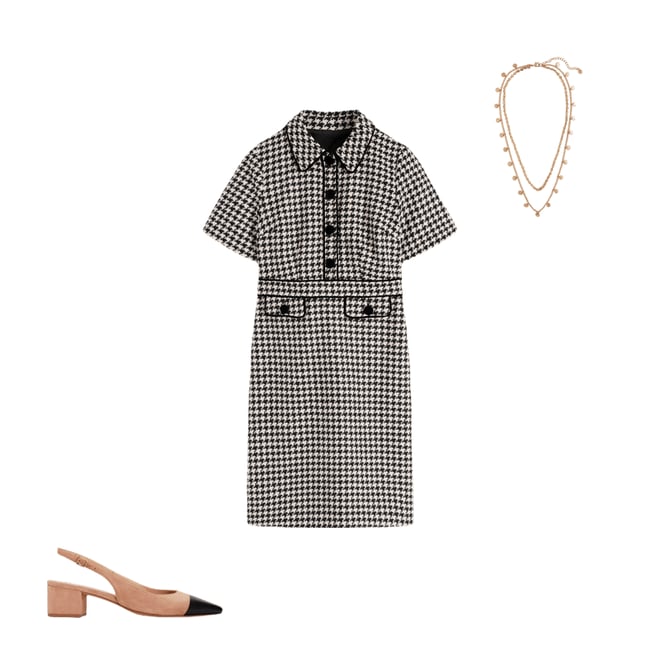 Eda Wool Shift Dress-Black Dogstooth | Boden USA