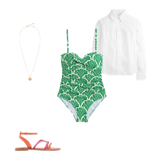 Andros Twist Front Swimsuit-Rich Emerald, Blossomy | Boden USA