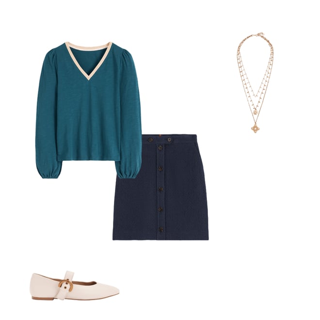 Cecelia Textured Skirt-Navy Boden UK