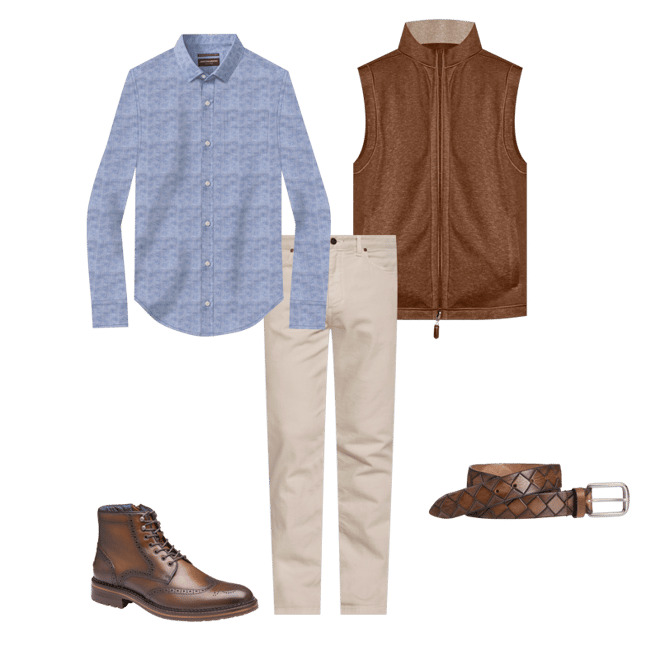 Men's Icon Reversible Vest in Rust/Oatmeal | Johnston & Murphy