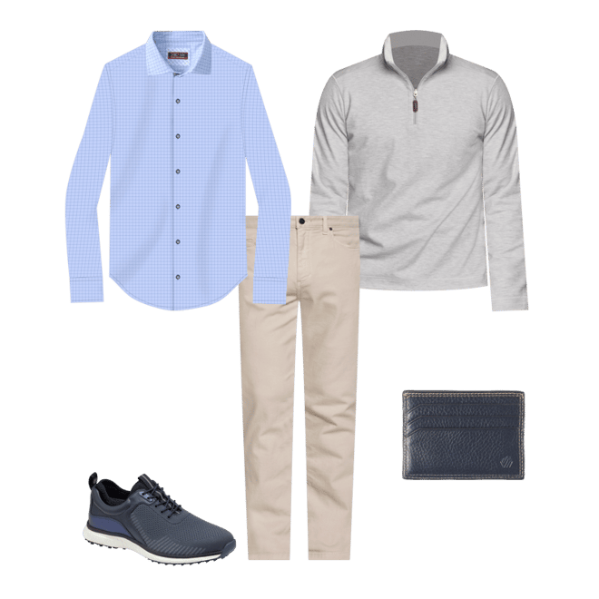 Men's XC4® Motion Long-Sleeve Dress Knit Shirt in Blue/Navy