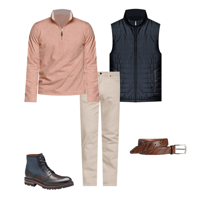 Men's Diagonal-Etched Belt in Tan | Johnston & Murphy