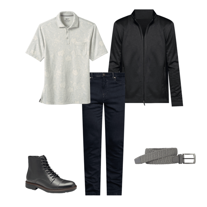 Men's Solid Full-Zip Knit Jacket in Black | Johnston & Murphy