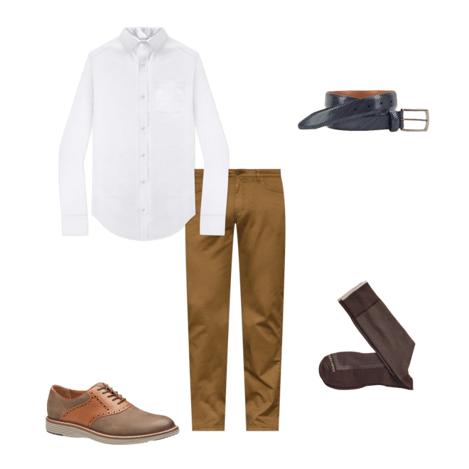 Men's Upton Saddle in Taupe Nubuck/Tan Full Grain Leather