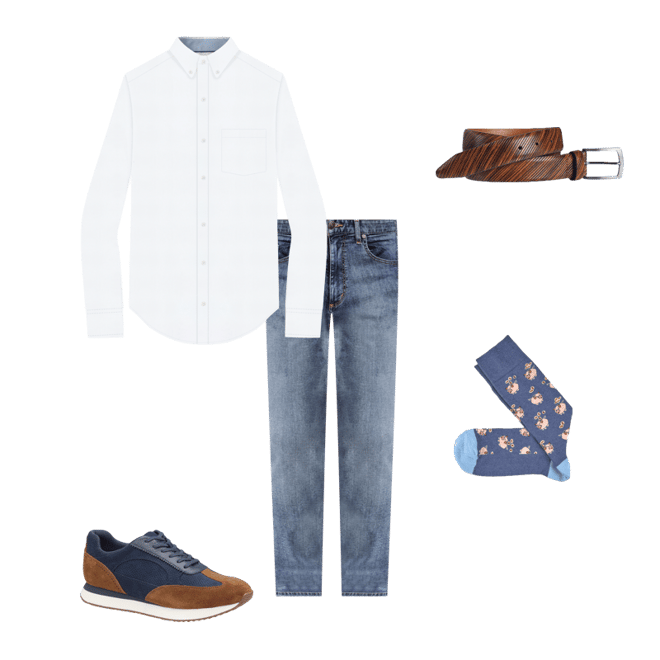 Men's Chase Perfed T-Toe in Navy Suede/Snuff Oiled Suede