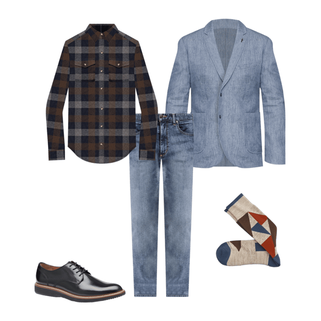 Men's Washed Linen-Blend Blazer in Light Blue | Johnston & Murphy