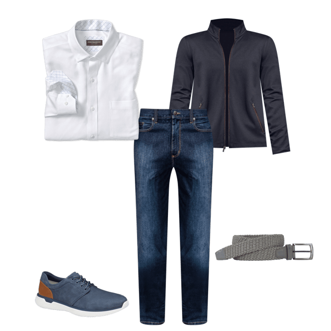 Men's Textured Solid Full Zip | Johnston & Murphy
