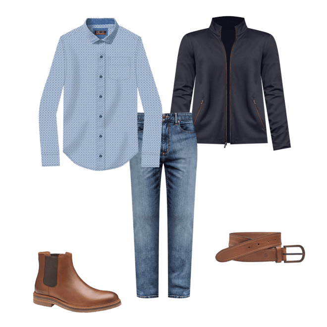 Men's Textured Solid Full Zip | Johnston & Murphy