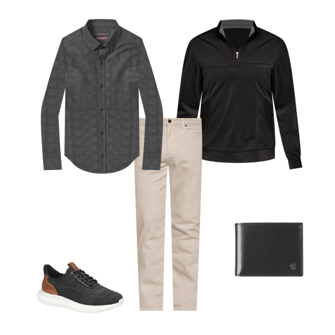 Men's Long-Sleeve Jacquard Shirt in Black Skull | Johnston & Murphy