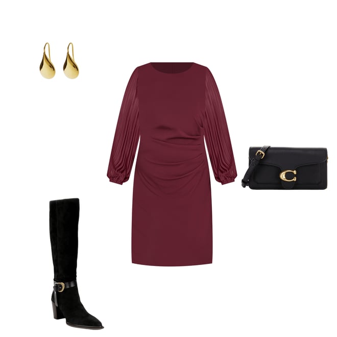 Jessica Howard Crepe Chiffon Pleated Long Sleeve Side Tuck