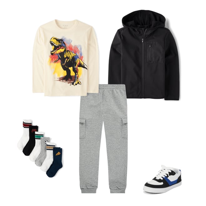 Boys Active Long Sleeve Cozy Tech Zip Up Hoodie - BLACK