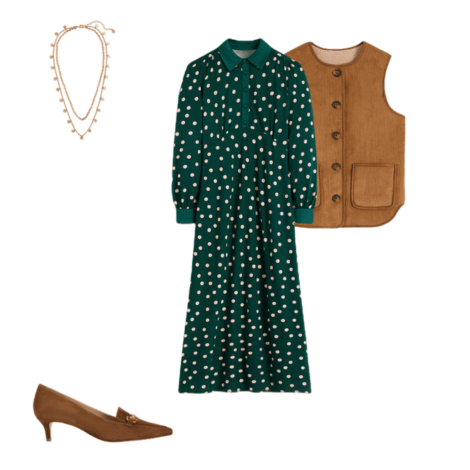 Empire Waistline Shirt Dress-Emerald Night, Painted Dot | Boden USA
