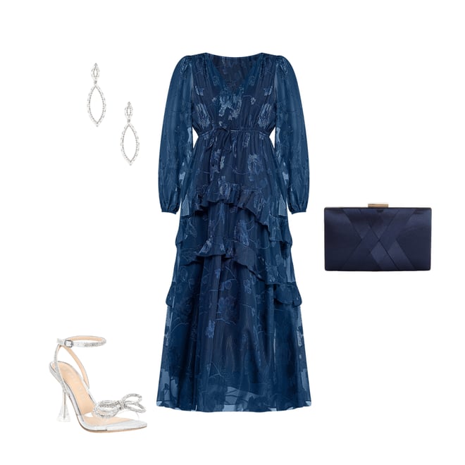 Layered With Love Alice Jacquard Chiffon Long Sleeve V-Neck
