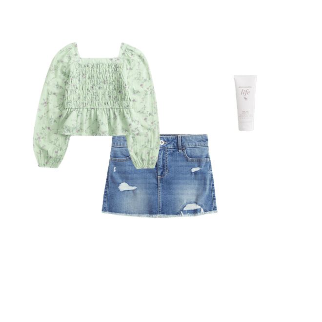 long-sleeve smocked puff sleeve top