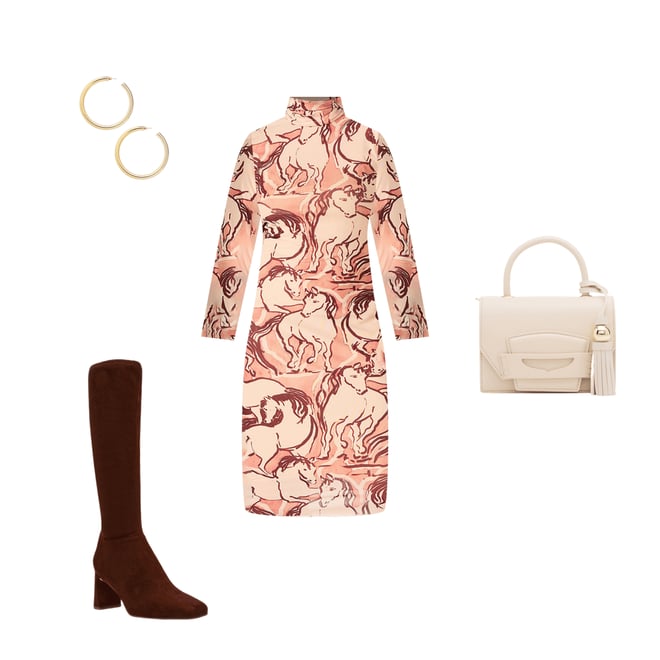 Steve Madden Vivienne Wild Horse Print Mock Neck Long Sleeve