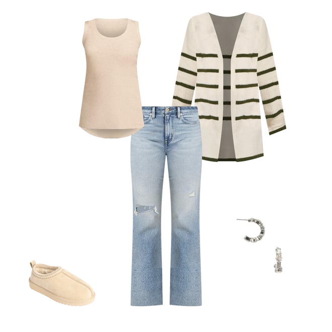 Striped Open Front Cardigan