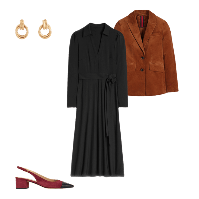 Imogen Collared Jersey Dress-Black | Boden USA