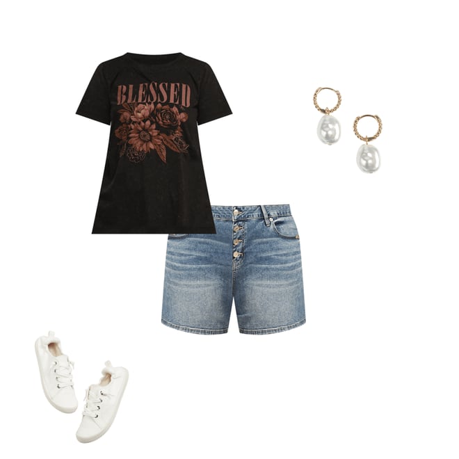 Plus Size Blessed Floral Classic Fit Graphic Tee