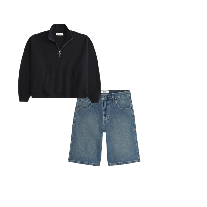 Below-the-Knee Dark Wash Super Baggy Denim Shorts