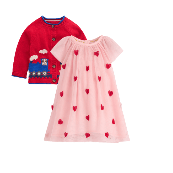 Layered Tulle Dress-Chalk Pink Hearts | Boden UK