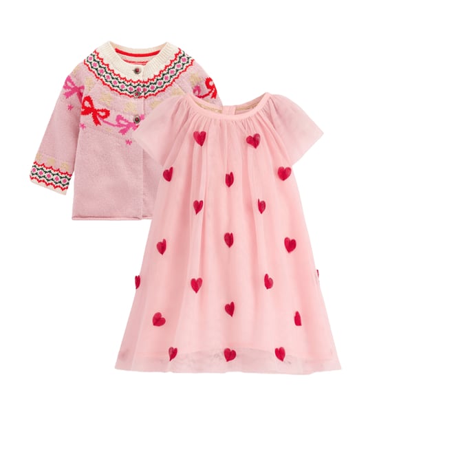 Layered Tulle Dress-Chalk Pink Hearts | Boden USA
