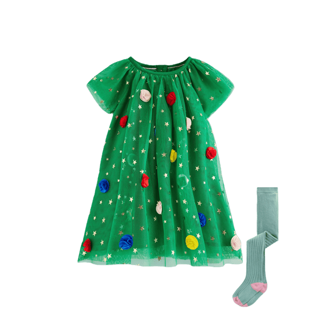 Layered Tulle Dress-Green Christmas Tree | Boden USA