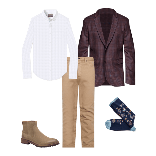 Men's Jacquard Shirt in White Skull | Johnston & Murphy