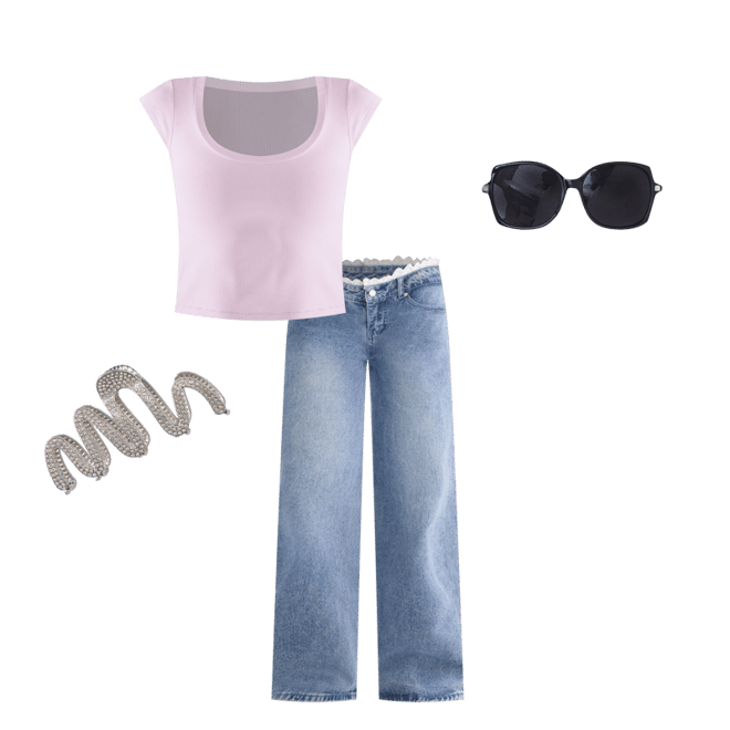 Low-Rise Baggy Wide Leg Crochet Waist Jean