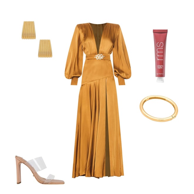carmen maxi dress gold Women's Carmen Maxi Dress Gold in Size XL by Outcast main image 1