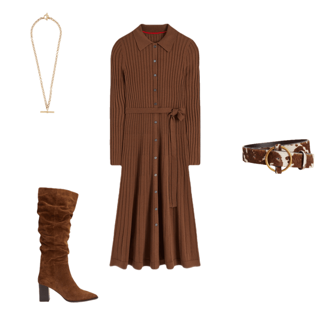 size 13 mens brown dress shoes Long Sleeve Seamed Shirt Dress – Lilla P main image 0