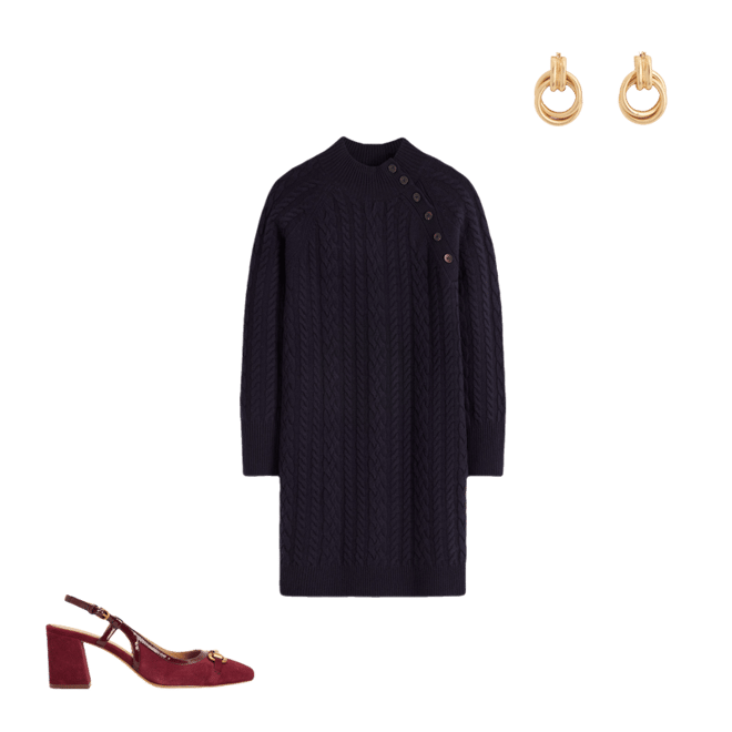 Amara Short Cable Dress-Navy | Boden USA