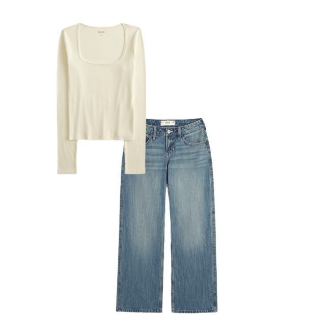 Long-Sleeve Square-Neck Top
