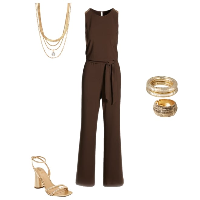 Beyond Travel Tie Waist Jumpsuit Coffee Bean