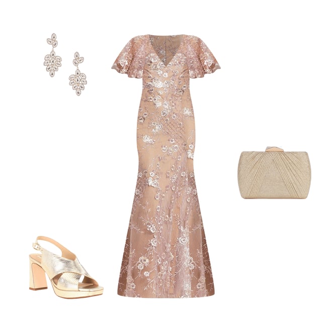 Mac Duggal Embellished Lace V Neck Flutter Sleeve Gown | Dillard's