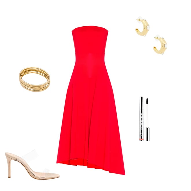 strapless open back dress Chiffon sleeves for a wedding guest dress main image 1
