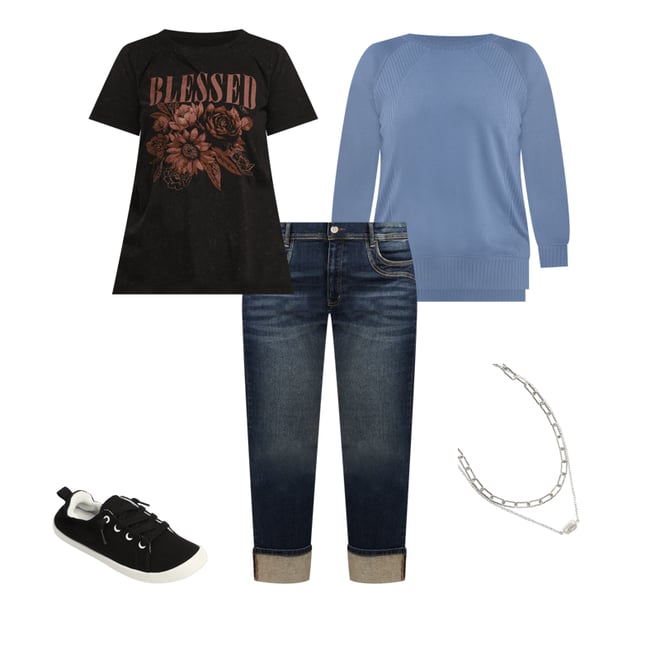 Plus Size Blessed Floral Classic Fit Graphic Tee