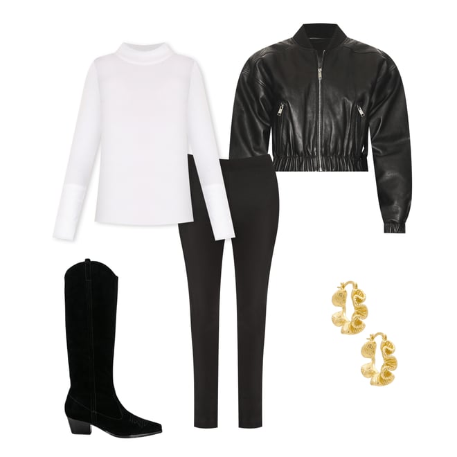 2nd bundle featuring 4 items which compliment Cropped Leather Bomber Jacket