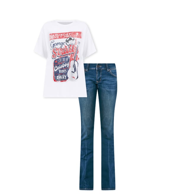 Women's Wrangler Retro® George Strait Oversized Band Tee in Bright White