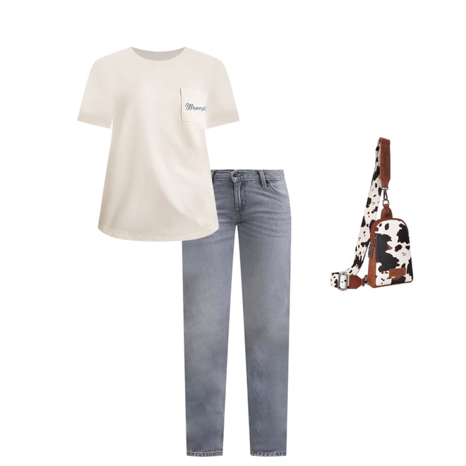 Women's Wrangler Western Back Graphic Pocket Reg Fit Tee in Pearled Ivory