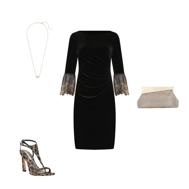 Jessica Howard Stretch Velvet Lace Bell Sleeve Sheath Dress