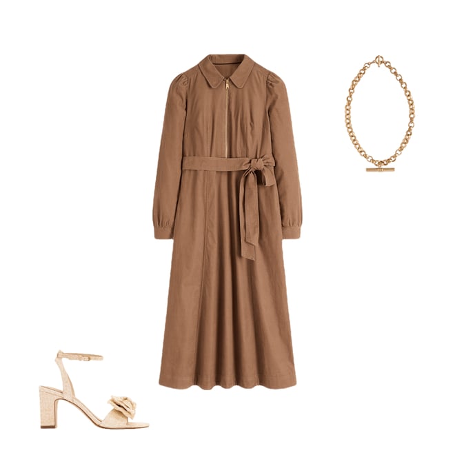 Adelaide Zip Cord Midi Dress-Latte | Boden USA
