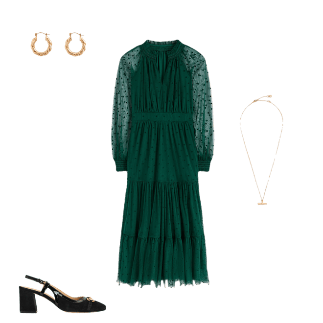 Lucille Tulle Midi Dress-Emerald Night | Boden USA