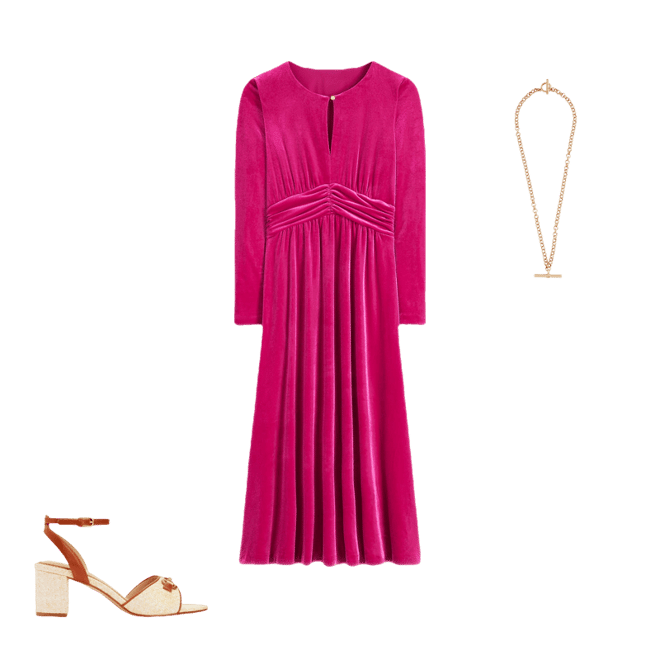 boden pink velvet dress Boden Women's Tilda Velvet Midi Dress in Pink