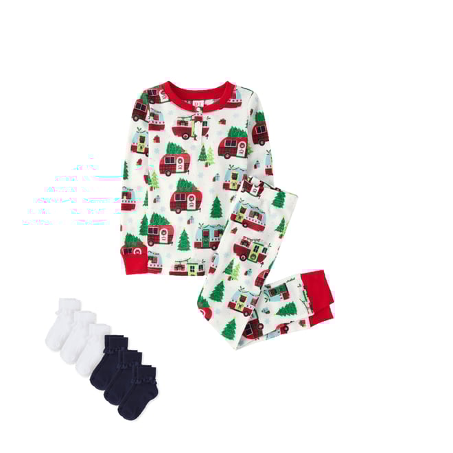 Kids Matching Family Christmas Long Sleeve Camper Thermal Henley